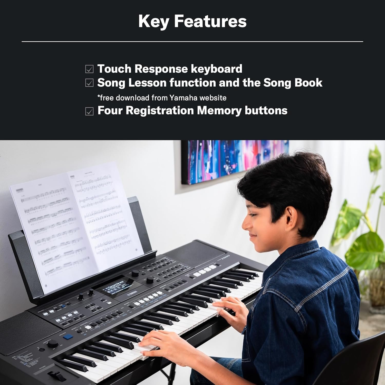 Yamaha PSR-I510 61-Key Portable Keyboard, Upgraded Version of PSR-I500, Indian & Western Tones, Enhanced Songs & Styles, Built-in Rhythms, Lesson Function, Power Adapter Included - Image 3